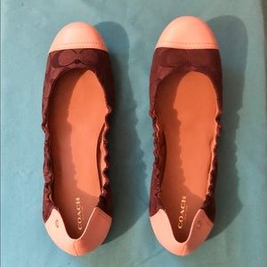 Coach Logo Brown Ballet Flats (Callie)